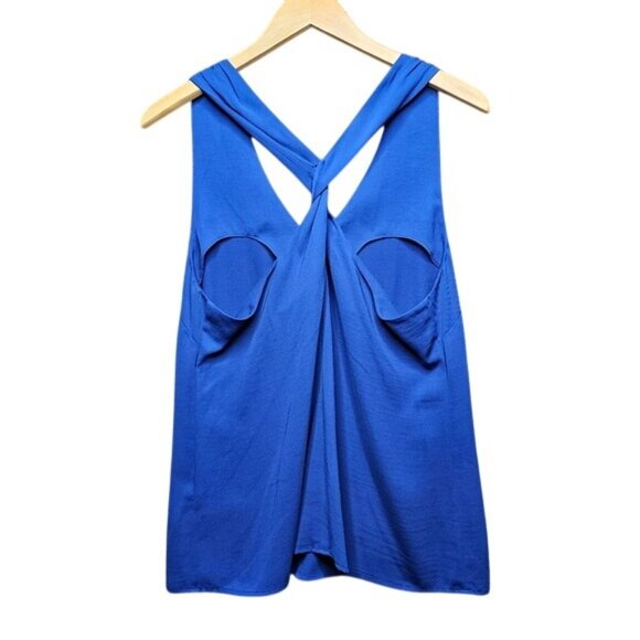 Banana Republic Tank Top V-Neck Sleeveless Twisted Back Blue Size 12 - Picture 4 of 4